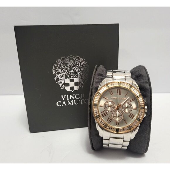 Vince Camuto Swarovski Crystal Bracelet Watch Silver-Tone Women’s Multi-Function - Picture 3 of 14